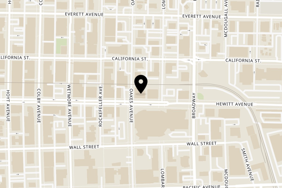 Map showing the location of That Chicken Place on 1907 Hewitt Ave A in Everett